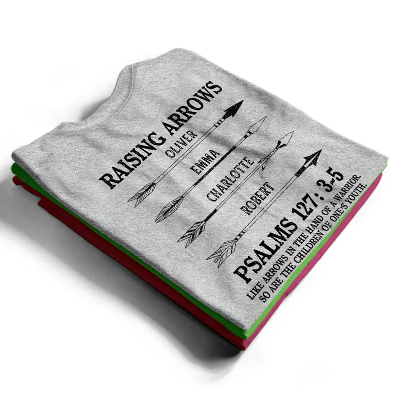 Personalized Dual Print Classic Tee with Faith Quote & Arrows, Creative Gift for Proud Dad
