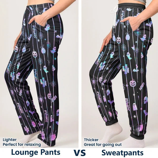 Spooky Family Printed Lounge Pants, Personalized Matching Keepsake and Unique Creative Gift for Family