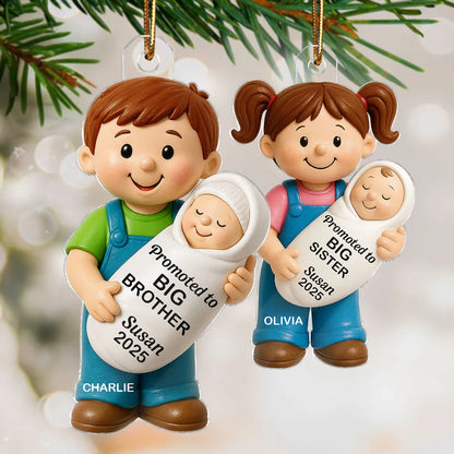 Big Sister Big Brother and New Baby Acrylic Ornament, sweet sibling hug, Christmas tree keepsake, heartwarming décor, a thoughtful gift for growing families