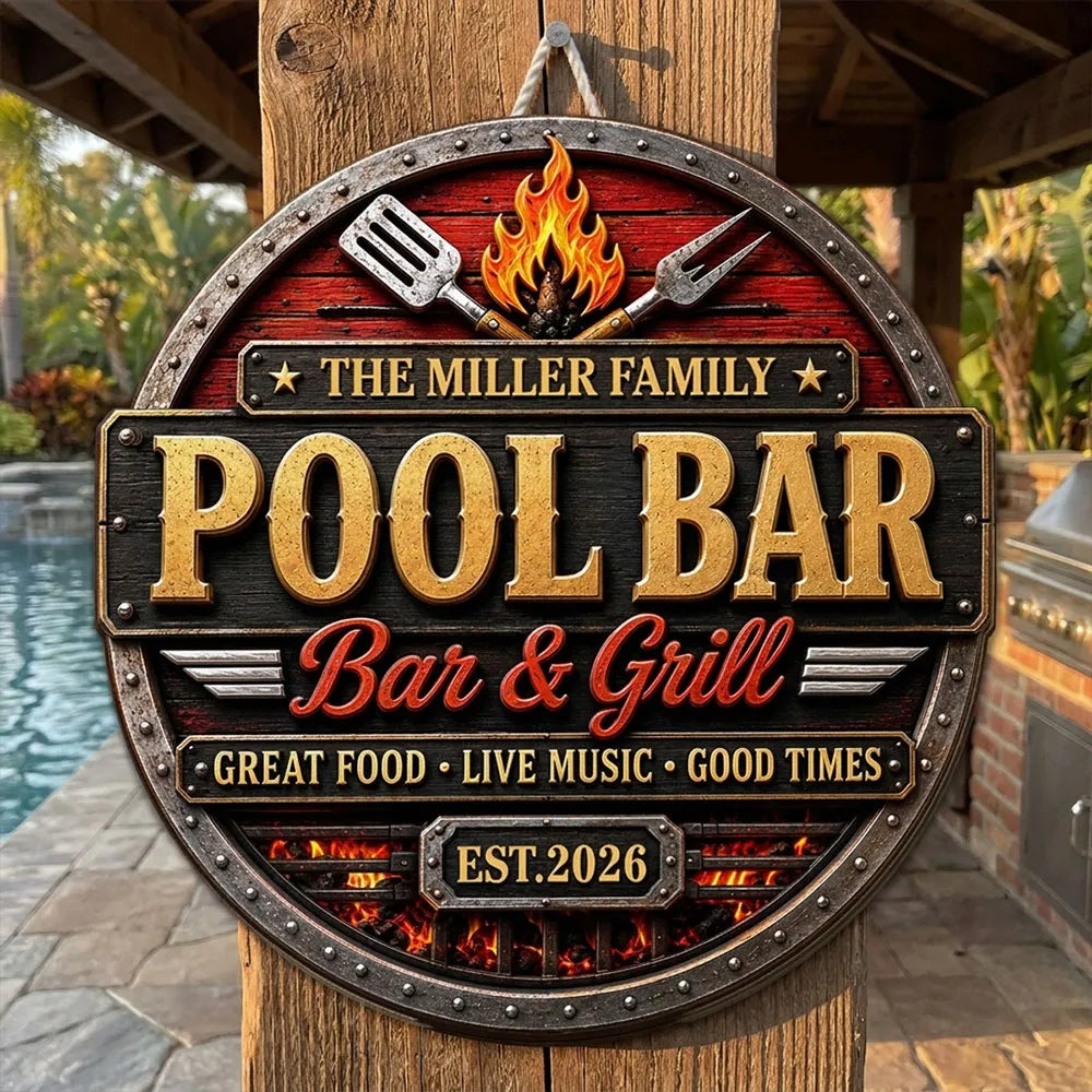 Personalized Wooden Sign, Great Food Live Music Good Times Patio Decor, Creative Gift for Families Who Love Grilling
