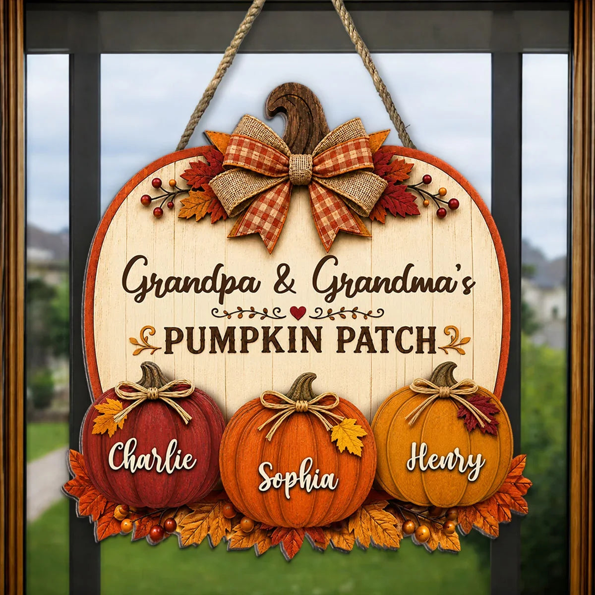 Personalized Wooden Sign, Grandpa & Grandma's Pumpkin Patch, Rustic Fall Porch Decor, Unique Gift for Grandparents