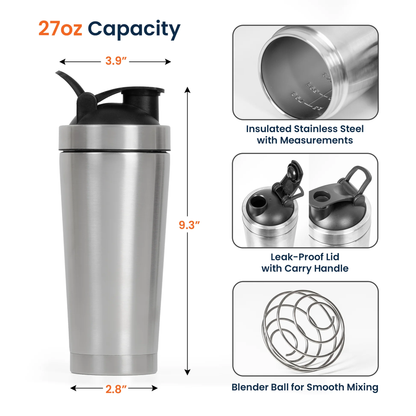Stainless Steel Protein Shaker, Personalized Muscle Up Buttercup Quote - Unique Fitness Gift for Gym Lovers
