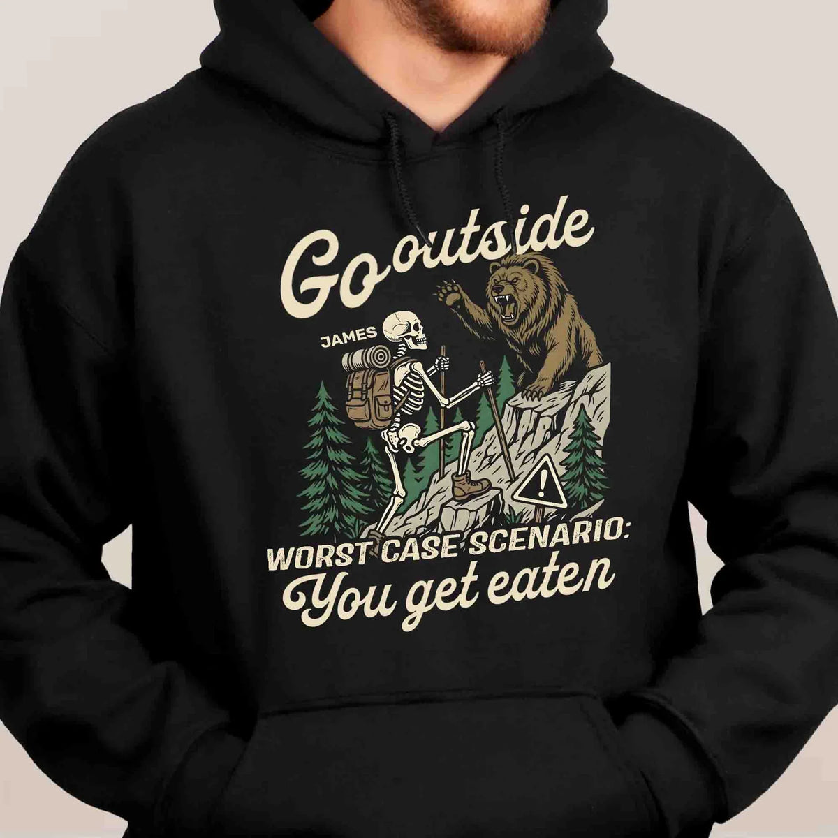 Hiking Is Just Walking Classic Tee, Creative Gift For Hikers With Vintage Bear Forest Art