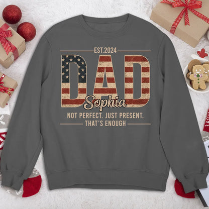 Custom Dad Classic Tee with Heartfelt Quote, Vintage Flag Look, Unique Gift for Father