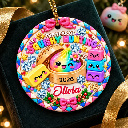 Personalized Ceramic Ornament, Colorful Squishy Hunting Keepsake, Unique Christmas Gift for Daughter
