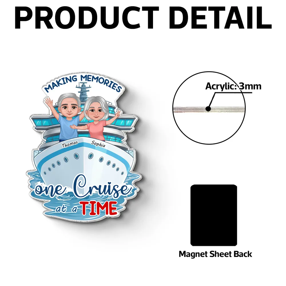 Making Memories One Cruise at a Time Acrylic Magnet, Personalized Couple Cruise Door Decor, Sweet Trip Keepsake Gift