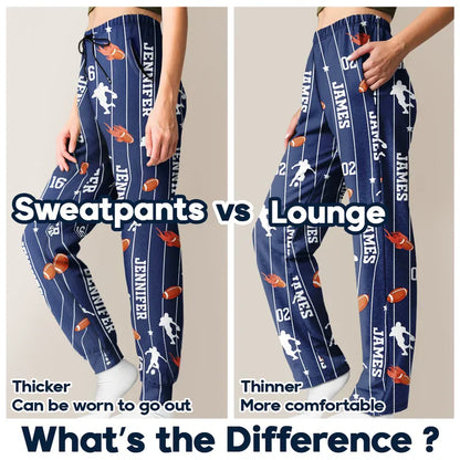 Personalized Printed Lounge Pants With Baseball Art, Creative Gift for Sports Lovers at Home