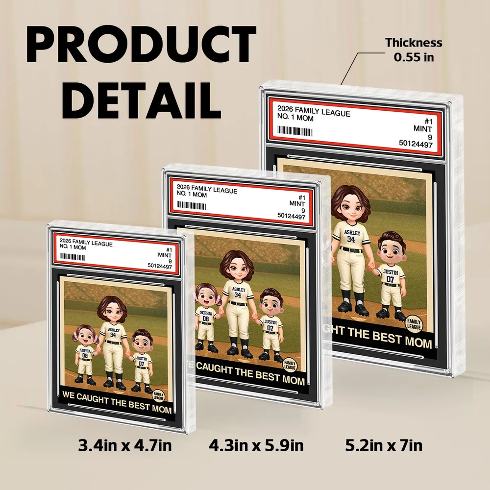 Personalized Baseball Mom Trading Card Rectangle Acrylic Block Plaque - Dugout Family Keepsake, Unique Gift for Mom