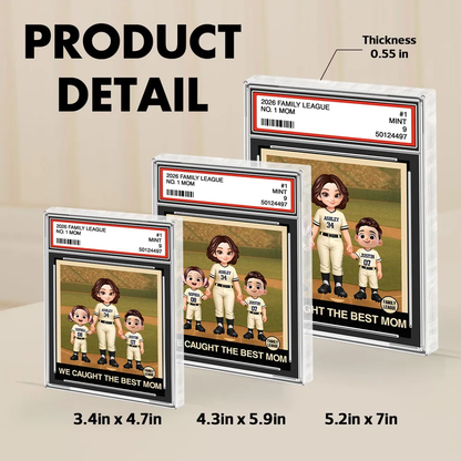 Personalized Baseball Mom Trading Card Rectangle Acrylic Block Plaque - Dugout Family Keepsake, Unique Gift for Mom