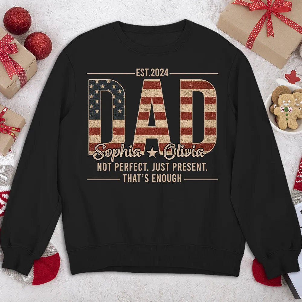 Custom Dad Classic Tee with Heartfelt Quote, Vintage Flag Look, Unique Gift for Father