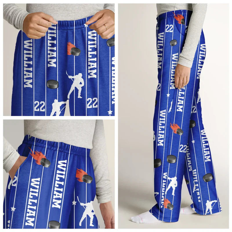 Personalized Printed Lounge Pants With Baseball Art, Creative Gift for Sports Lovers at Home