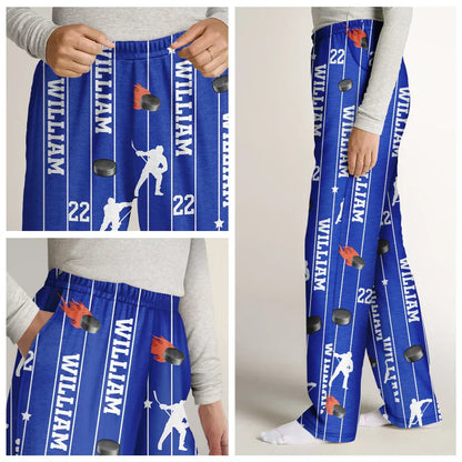 Personalized Printed Lounge Pants With Baseball Art, Creative Gift for Sports Lovers at Home