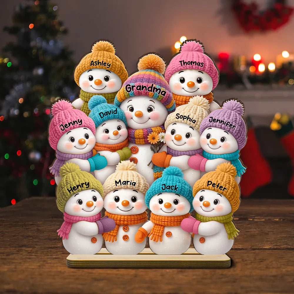 Wooden Snowman Family Décor Plaque for Christmas Gift