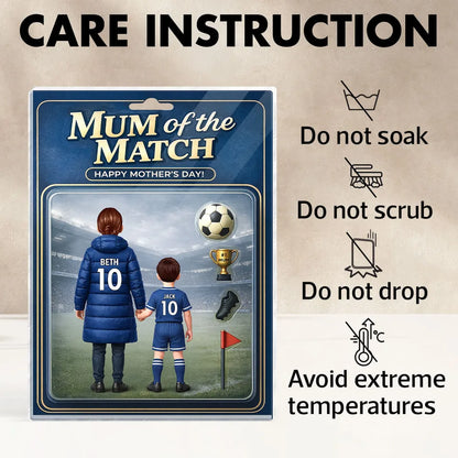 Personalized Rectangle Acrylic Block Plaque Mum of the Match Soccer Mom and Kid Holding Hands Stadium Scene Unique Mother's Day Gift