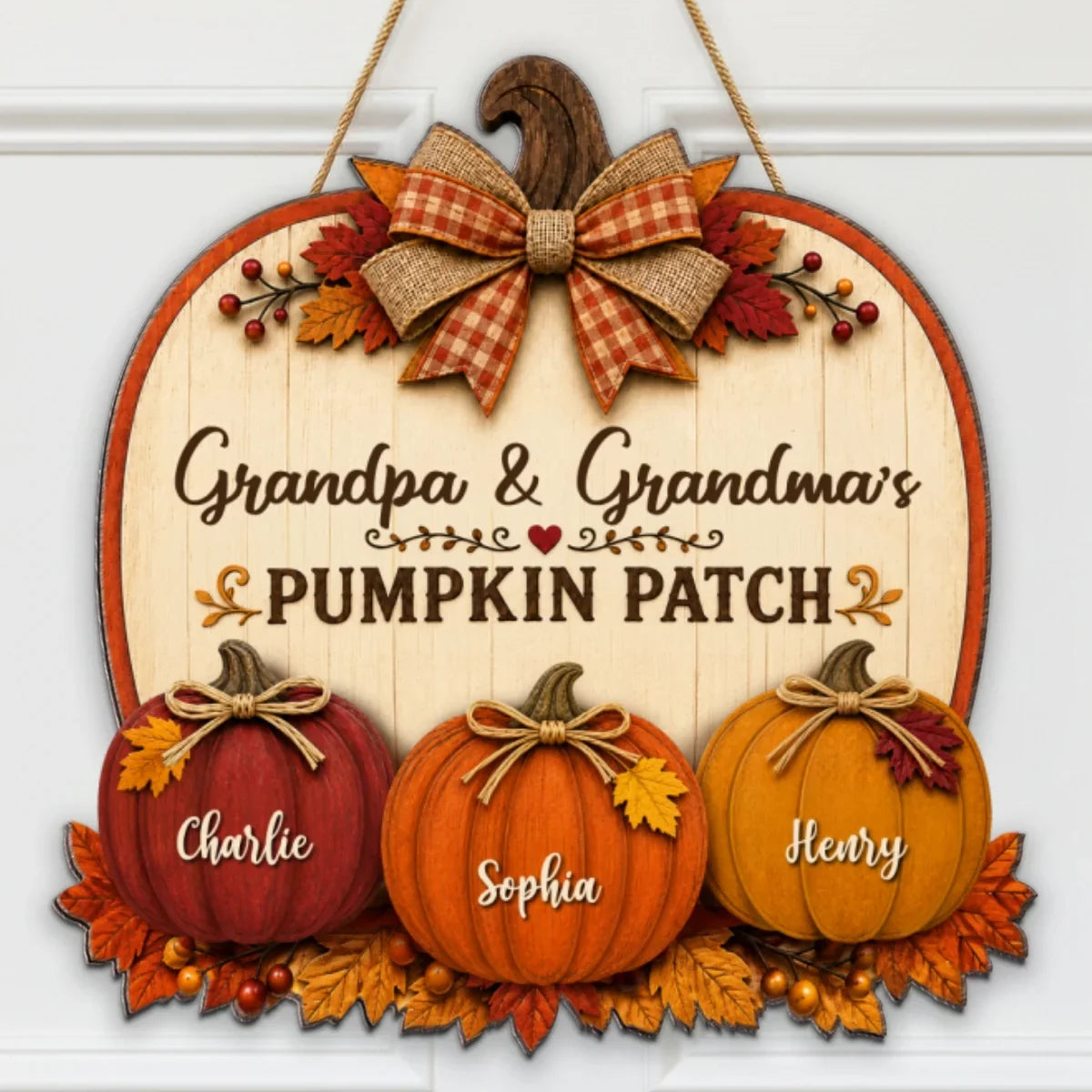 Personalized Wooden Sign, Grandpa & Grandma's Pumpkin Patch, Rustic Fall Porch Decor, Unique Gift for Grandparents