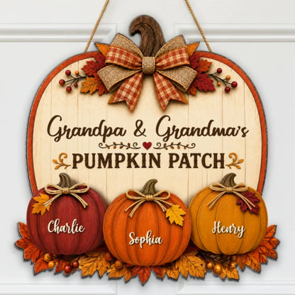 Personalized Wooden Sign, Grandpa & Grandma's Pumpkin Patch, Rustic Fall Porch Decor, Unique Gift for Grandparents