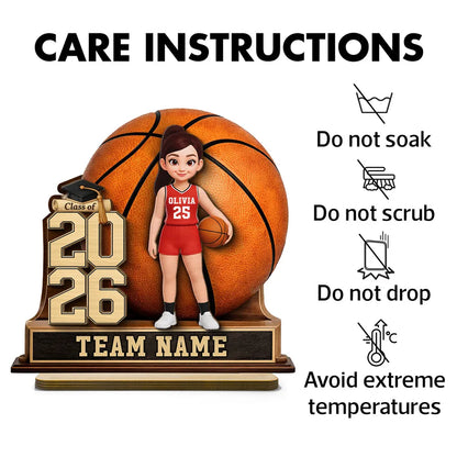 Personalized 2-Layer Wooden Plaque Basketball Graduation Keepsake With Player & Class Year - Unique Gift For Son or Daughter
