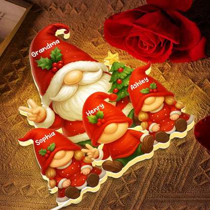 Personalized Acrylic Light Box for Grandma with Grandkids Gnomes, Cozy Christmas Decor & Unique Holiday Gift