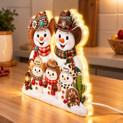 Personalized Acrylic Light Box, Grandma and Grandpa Snowmen, Heartwarming Creative Gift for Family