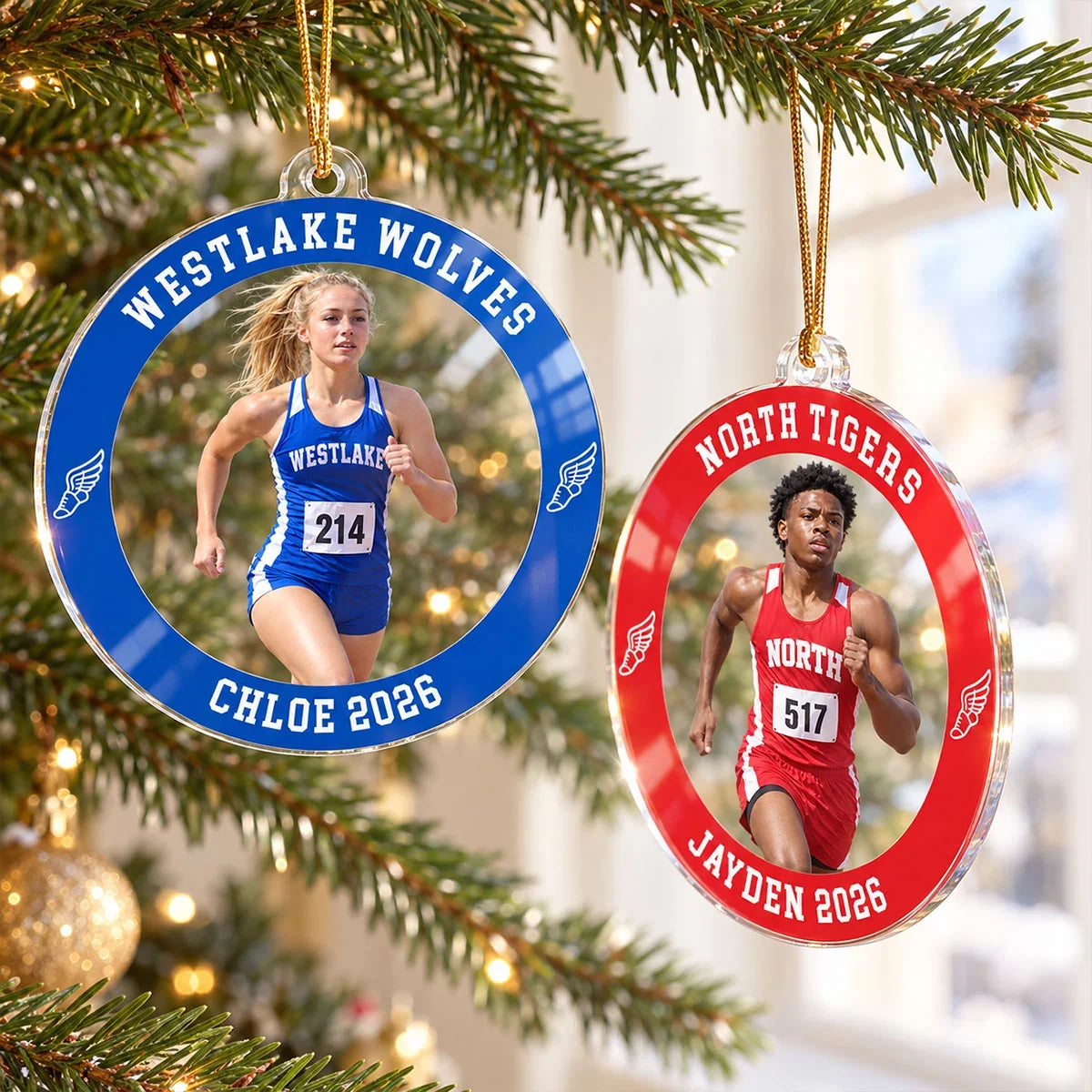Personalized Acrylic Ornament, Proud Medal-Holding Athlete Keepsake, Creative Christmas Gift for Family