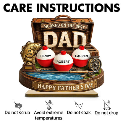 Personalized Wooden Plaque For Fishing Dad, Hooked On The Best Dad Lake Scene, Unique Father's Day Gift