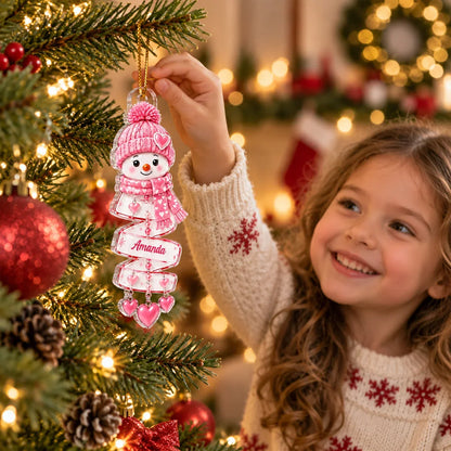 Personalized Acrylic Ornament, Cheerful Winter Snowman in Festive Colors, Creative Christmas Gift for Grandchildren