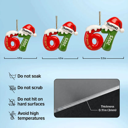 Personalized Christmas Ornament with Santa Hat, Fun Number Design for Teens and Grandkids