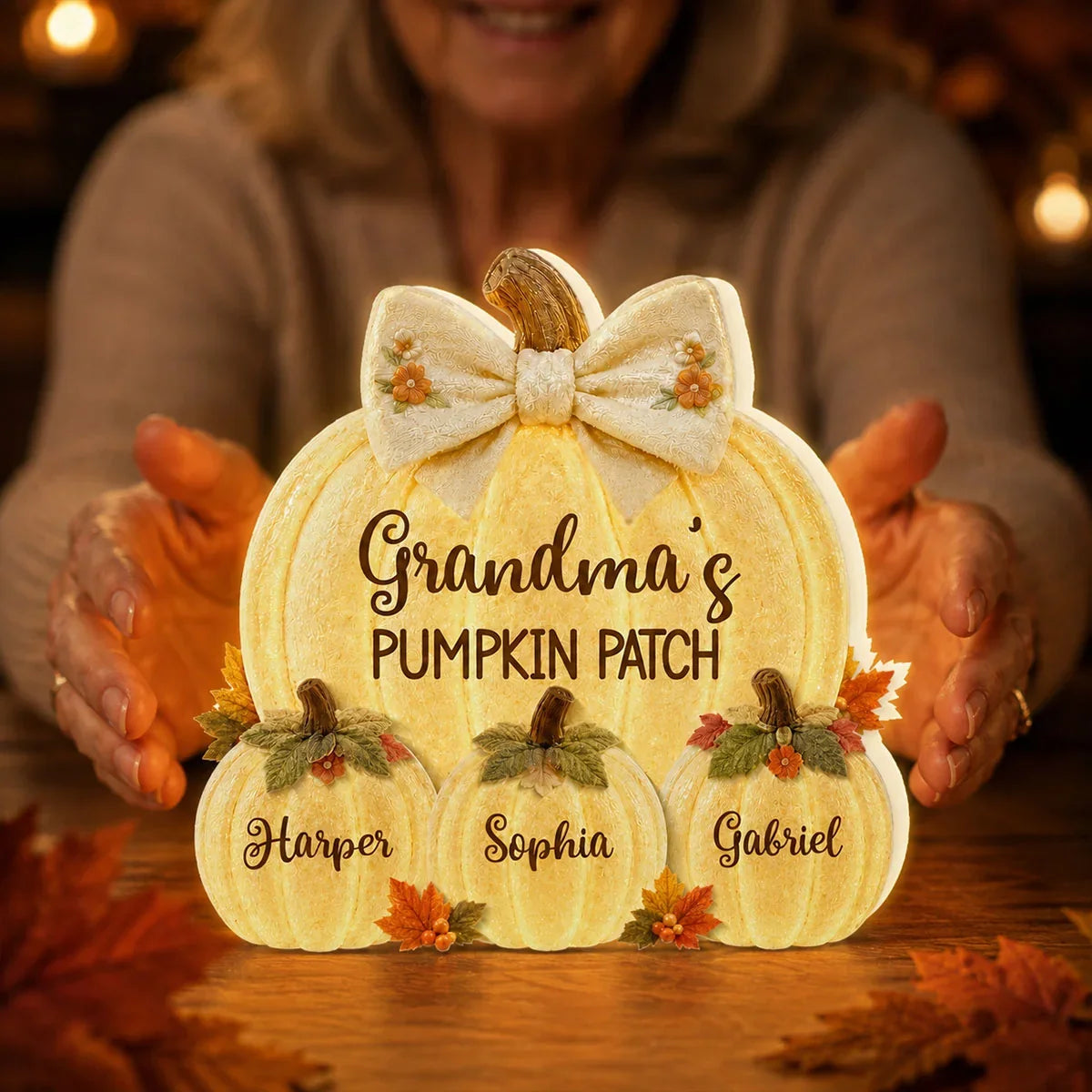 Grandma's Pumpkin Patch Acrylic Light Box, Warm Autumn Keepsake, Creative Personalized Gift for Grandma