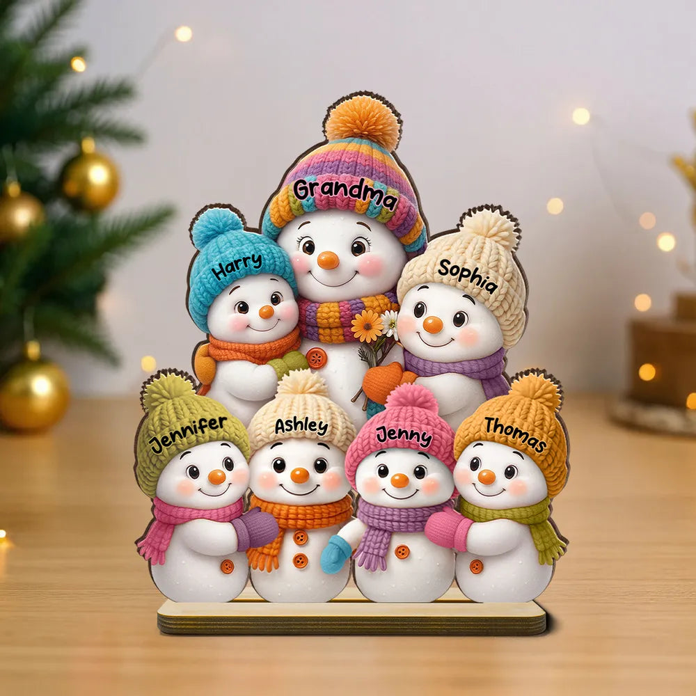 Wooden Snowman Family Décor Plaque for Christmas Gift