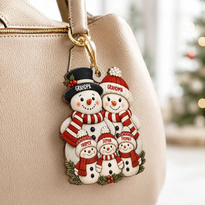 Personalized Wooden Ornament, Snowman Grandparents with Grandkids, Festive Tree Decor, Unique Family Gift