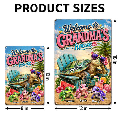 Rectangular Iron Sign for Grandma, Personalized Turtle Family Beach Scene, Creative Gift for Her