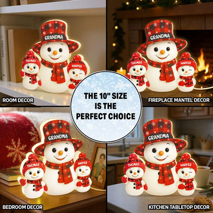 Acrylic Light Box Snowman Family, soft glowing festive décor for cozy nights, heartwarming display and thoughtful holiday gift