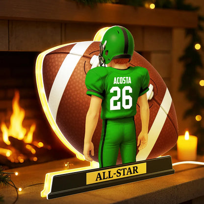 Personalized Acrylic Light Box for Football Player – Custom All-Star Design, Stadium Glow, Unique Gift for Sports Fans