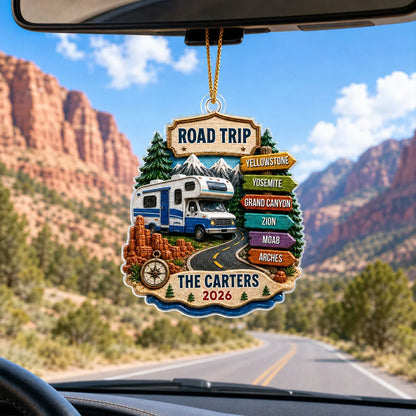 Personalized Acrylic Ornament, Scenic RV Road Trip Keepsake, Creative Christmas Gift for Travelers and Family