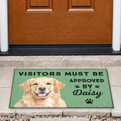 Personalized Standard Doormat with Watercolor Dog Art, Visitors Must Be Approved, Unique Gift for Dog Owners