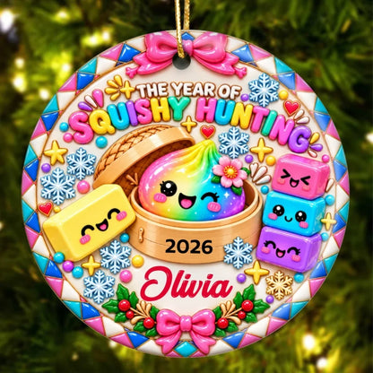 Personalized Ceramic Ornament, Colorful Squishy Hunting Keepsake, Unique Christmas Gift for Daughter