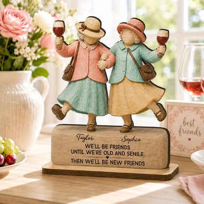 2-Layer Wooden Plaque for Friend, Personalized Old Friends Quote, Heartwarming Unique Creative Gift for Her