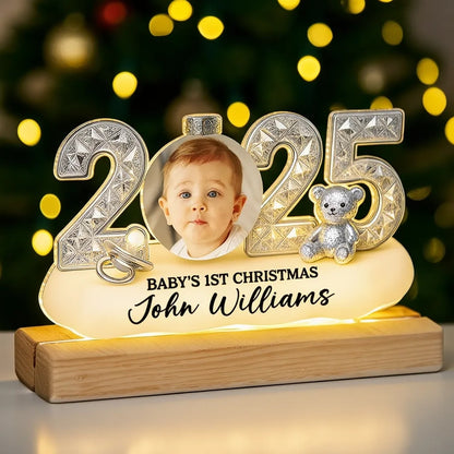 Baby's First Christmas Acrylic Light Box - Custom Photo, Warm Glow Nursery Decor - Unique Gift for New Parents