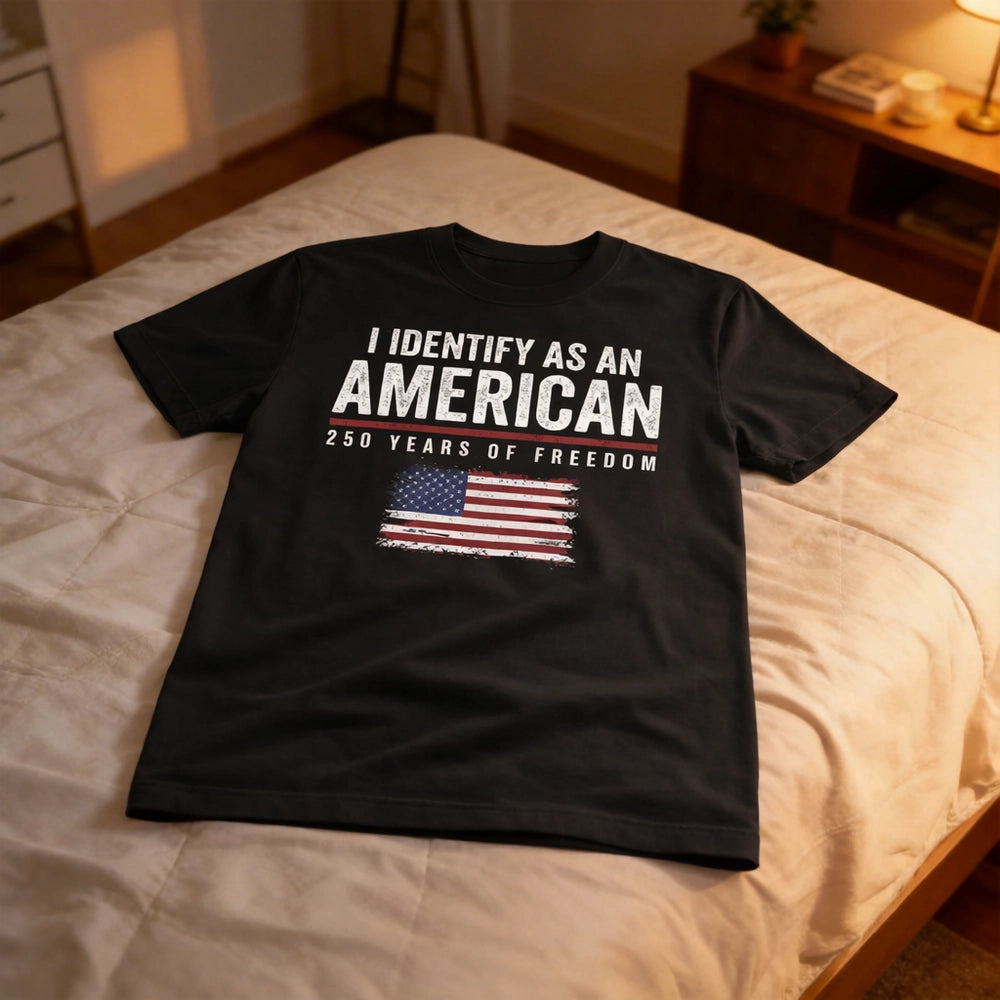 Personalized Classic Tee I Identify As An American 250 Years Of Freedom Flag Graphic - Unique Patriotic Gift For Him Or Her