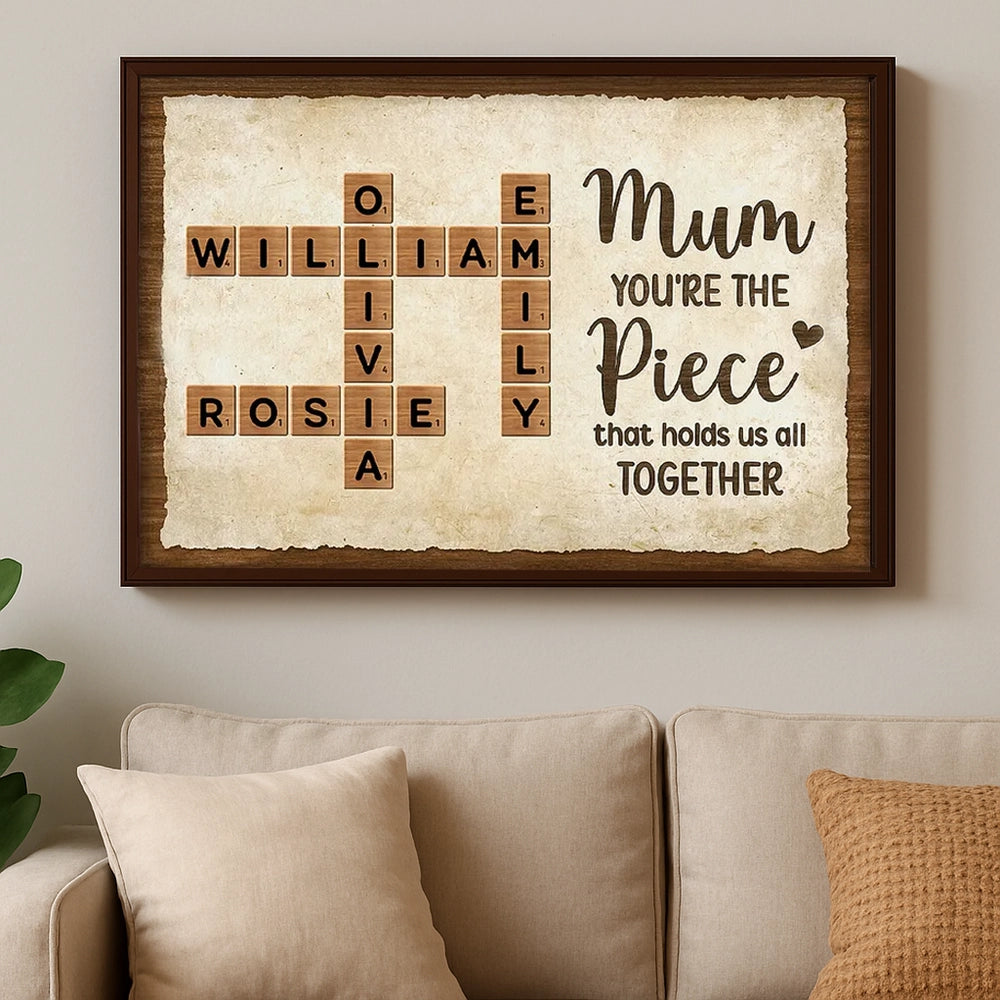 Mum You're The Piece That Holds Us All Together Poster, Personalized Family Word Art, Unique Gift for Mom