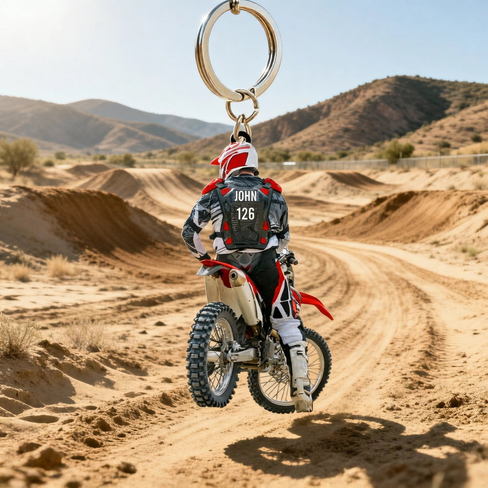 Design Key Chain For Rider Personalized Motocross Rider Acrylic Keychain With Custom Name And Num ...