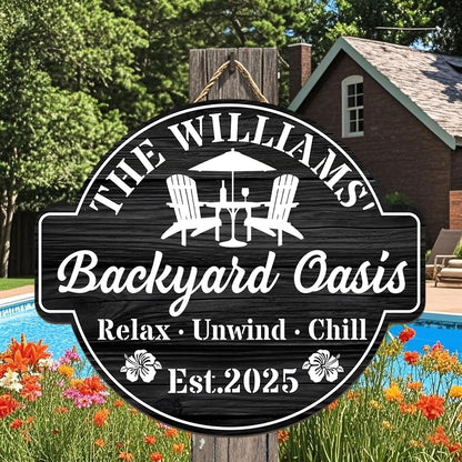 Relax Unwind Chill Backyard Bar Sign – Personalized Outdoor Family Gift for Patio Lovers