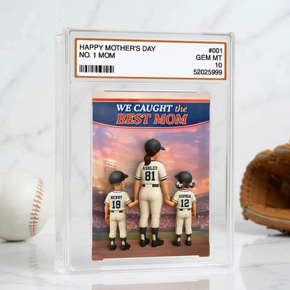 Personalized Baseball Mom Rectangle Acrylic Block Plaque, We Caught the Best Mom Stadium Scene, Unique Mother's Day Gift