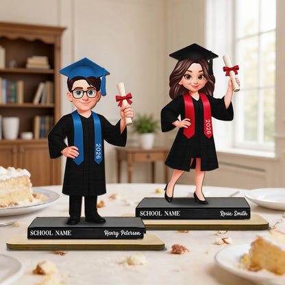 Congrats Graduates Personalized 2-Layer Wooden Plaque Keepsake, Heartfelt Graduation Gift for Son, Daughter, or Best Friend
