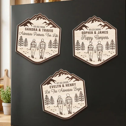 Personalized Acrylic Magnet, Adventure Partners for Life, Vintage Mountain Creative Gift for Couples
