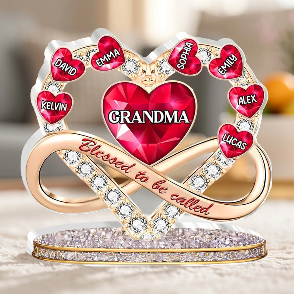 Personalized Shaped Acrylic Block Plaque for Grandma, Heart Infinity Design, Unique Gift for Mother's Day, A Sweet Keepsake