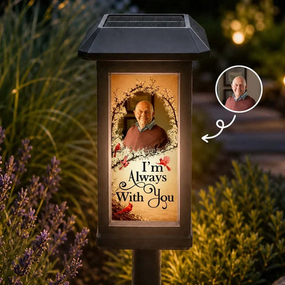 Personalized Solar Garden Stake Light, Always With You Cardinal Memorial, Unique Gift for Family