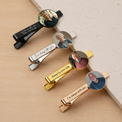 Personalized Stainless Steel Tie Clip with Memorial Portrait, Always With You, Unique Wedding Gift for Groom