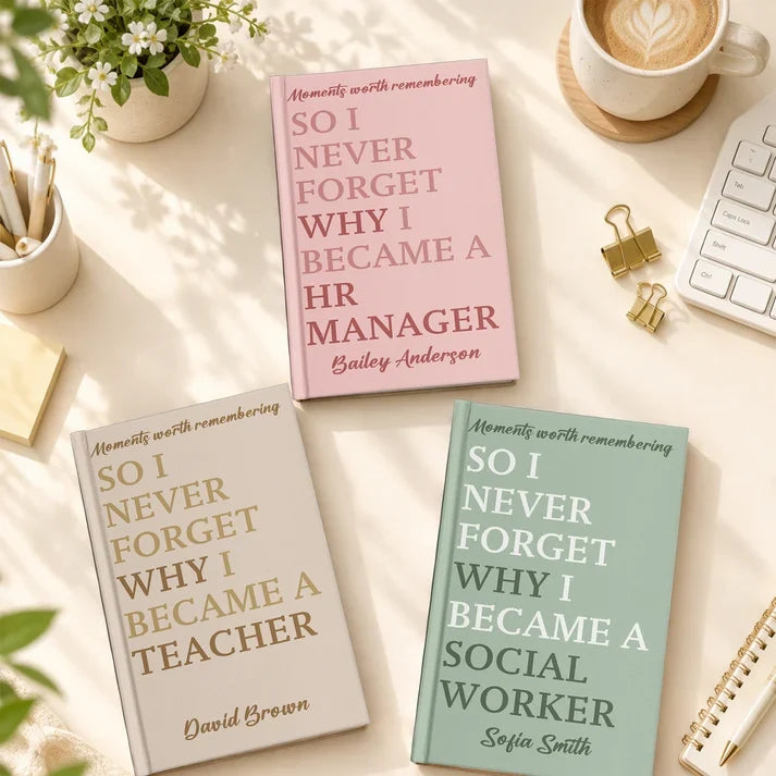 Personalized Hardcover Journal, Pastel Profession Quote, Unique Desk Gift for Teachers & Coworkers