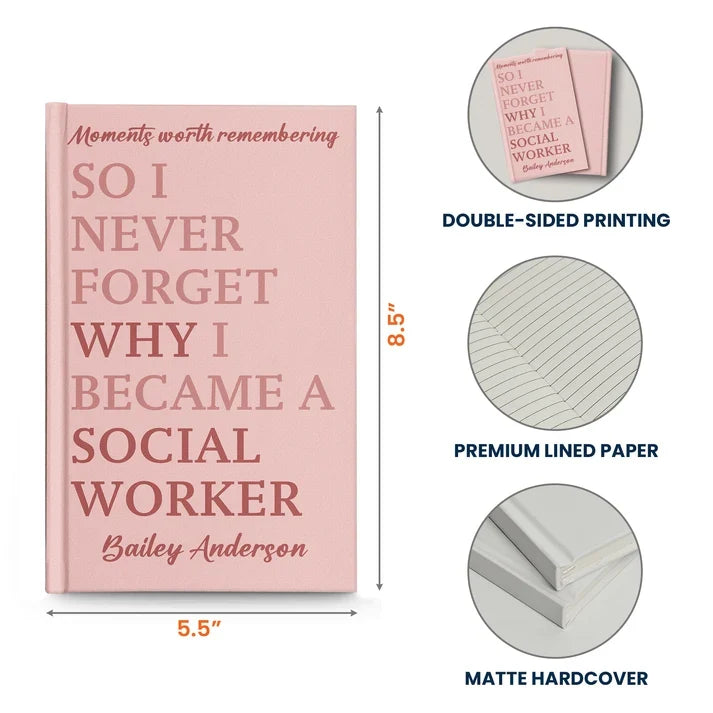 Personalized Hardcover Journal, Pastel Profession Quote, Unique Desk Gift for Teachers & Coworkers